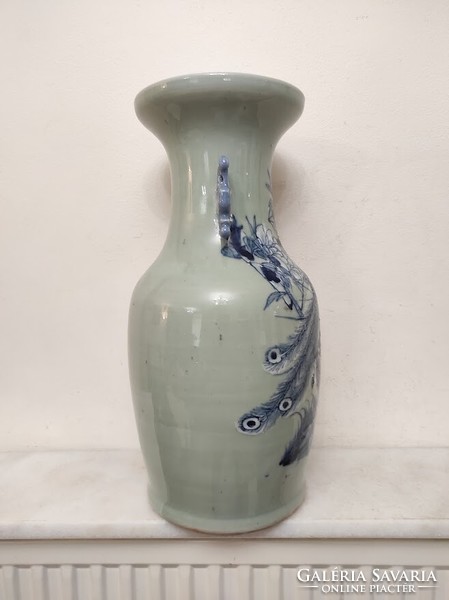 Antique Chinese porcelain large blue peacock motif vase 618 5654