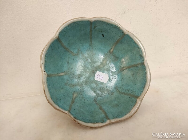 Antique Chinese porcelain flower painted in color inside with green glaze 158 5613