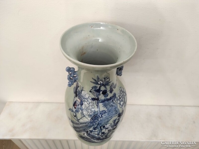 Antique Chinese porcelain large blue peacock motif vase 618 5654