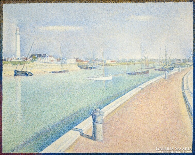 Seurat - harbor in the canal - reprinted canvas reprint