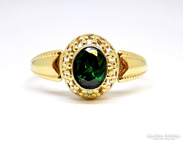 Zöld köves arany gyűrű (ZAL-Au107997)