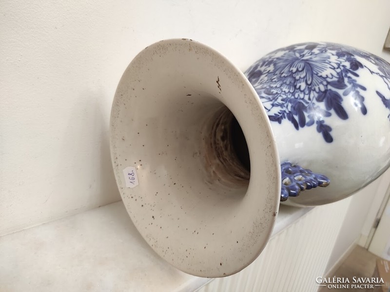 Antique Chinese Porcelain Large Plant Motif Blue Vase 168 5661