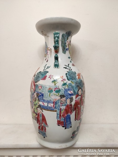 Antik kínai porcelán nagy sokalakos színes váza életkép játék ábrázolással 167 5626