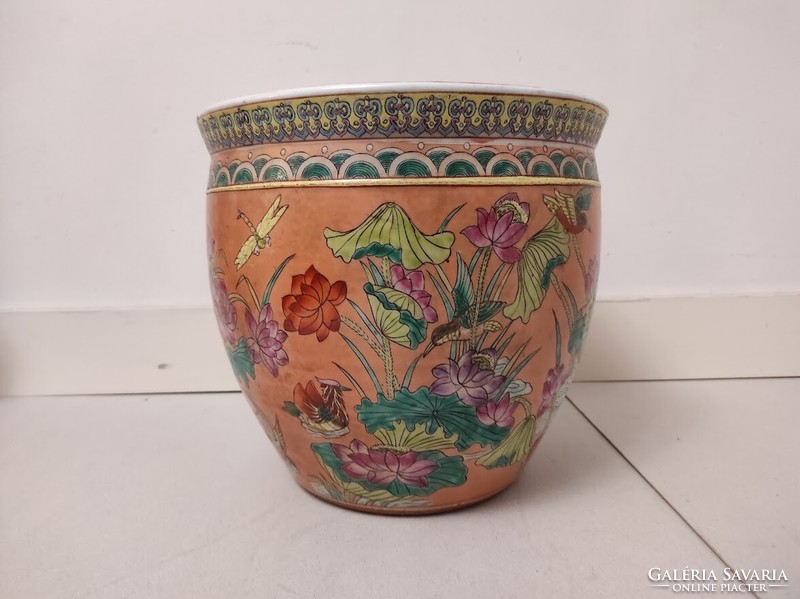 Antique Chinese porcelain egg shaped bird plant pattern with colorful pots inside goldfish 192 5632