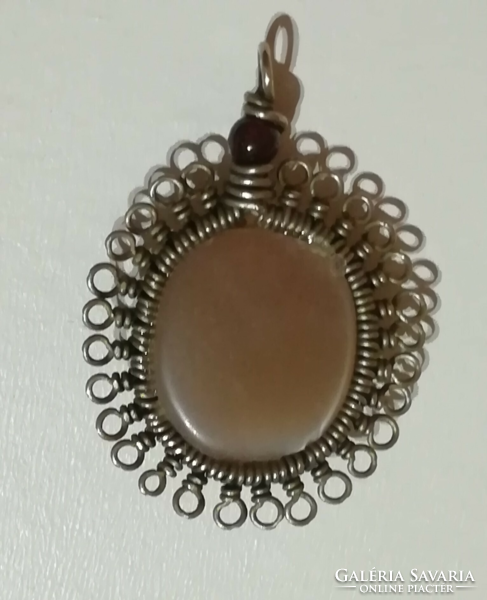 Handmade pendant with natural brown moonstone.
