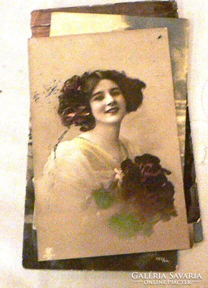 Antique postcards for ladies with flowers