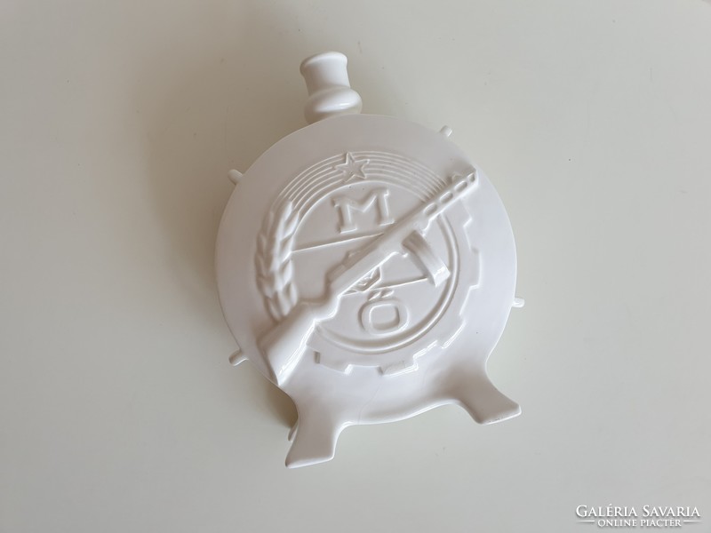 Régi retro munkásőr munkásőrség relikvia emlék nagy méretű porcelán kulacs