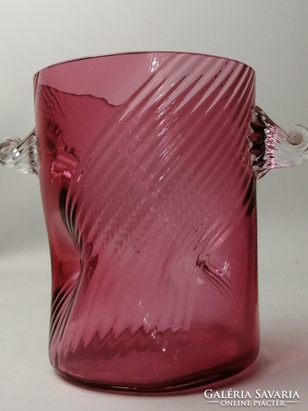 Antique pink blown glass vase