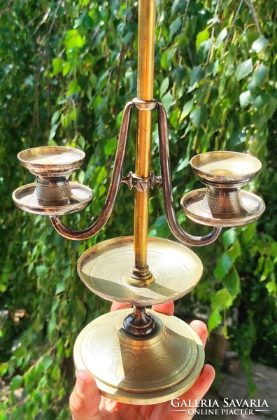 Antik különleges asztali lámpa -gyertyatarto,àllitható magasság.Szecesszió ritkaság