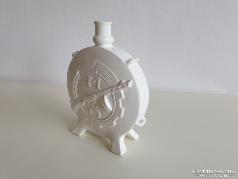 Régi retro munkásőr munkásőrség relikvia emlék nagy méretű porcelán kulacs