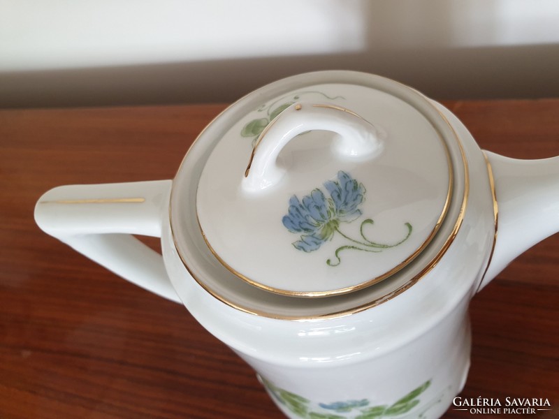 Régi szecessziós porcelán teás kanna lóhere mintás nagy kiöntő