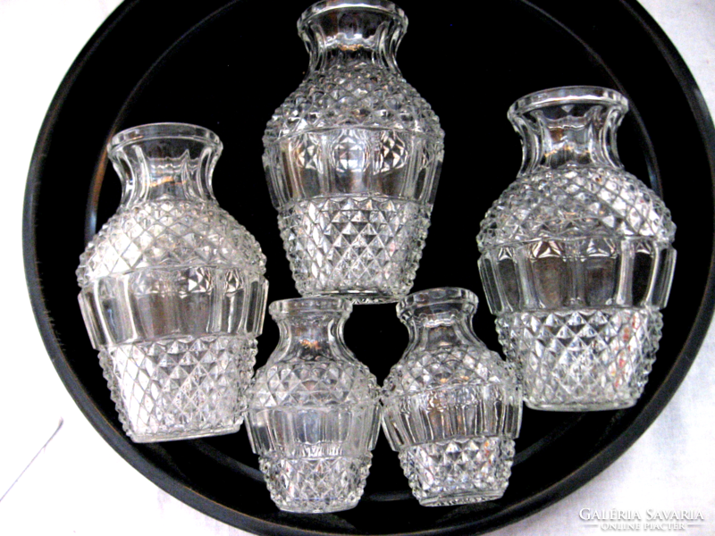 7 db Oberglas gyémánt mintás kristály  váza csomag vagy külön egyeztetve
