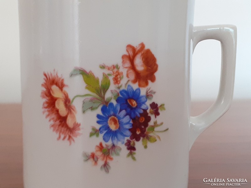 Régi Zsolnay porcelán bögre virágos teás csésze