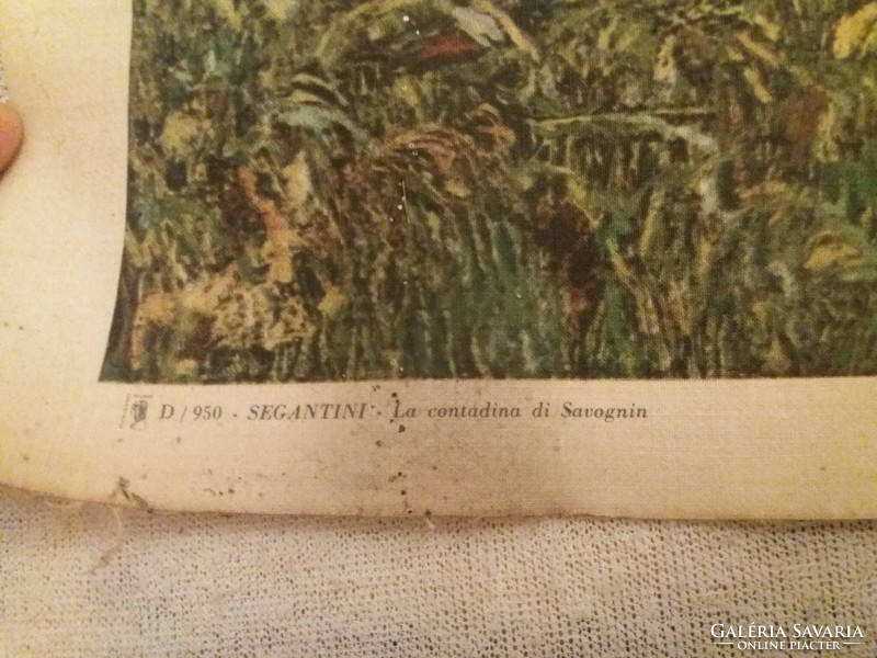 Milánó  Edizioni Beatrice D'Este- Segantini :La contadina di Savognin szövet olaj nyomat 64 x 39-cm