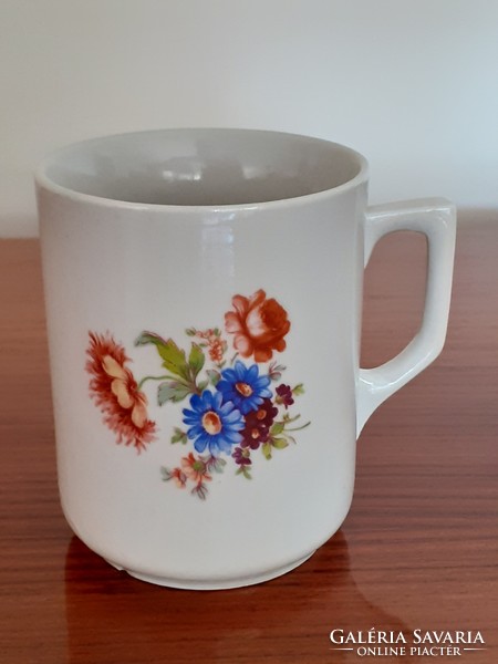 Régi Zsolnay porcelán bögre virágos teás csésze