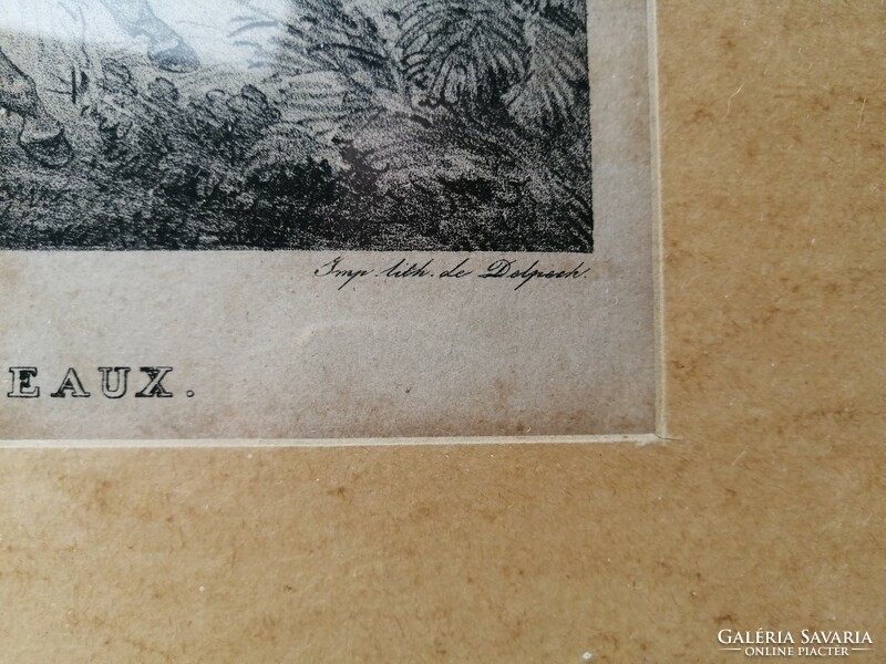 Hunting souvenir - hunting on horseback - antique lithography - Horace Vernet