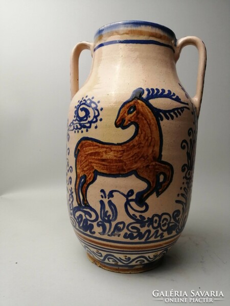 NÉPI KERÁMIA CSODASZARVAS MOTÍVUMMAL - STEIG ISTVÁN 1937