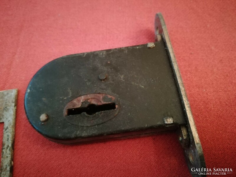 Antik vastag Patent zár   tollas kulcsával  ellen darabbal ritkaság eladó