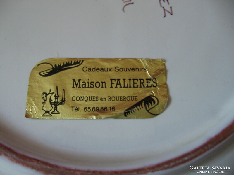 Vieux rodez rose hand painted French decorative plate maison falieres