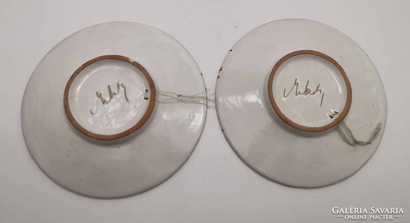 Mihály Béla plates, wall plates in a pair, marked, 21 cm