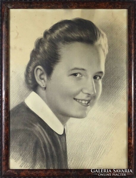 1J340 Révay Gy. : Fiatal női portré 1952