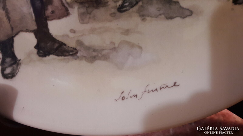 Biedermeier scenic, viable English porcelain decorative plate 4. (M2673)