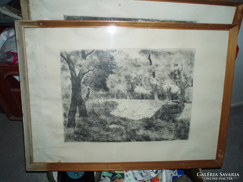 István Biai-főglein- landscape-etching- 1905-1974-