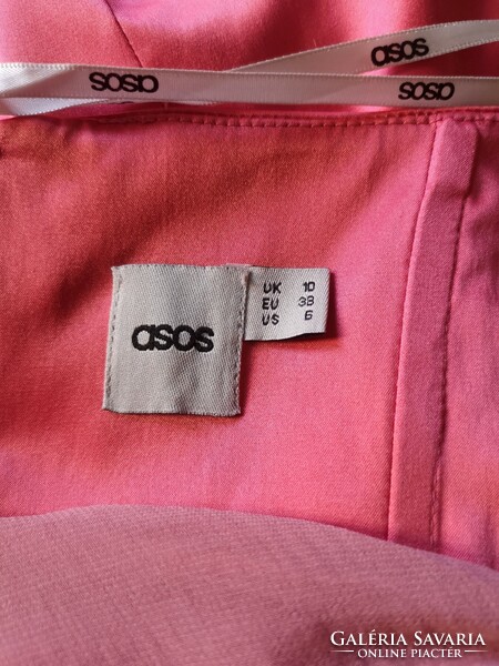 Asos size 36-38 casual, wedding, 45% cotton, ruffled, pink-peach party dress. Mb 85 cm