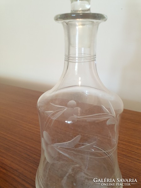 Régi dugós italos üveg csiszolt mintás likőrös röviditalos palack