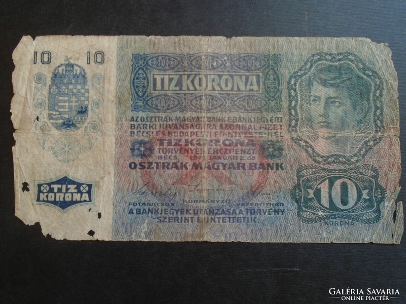 17 95 - Tíz korona  1915 /1919 -es   SHS    felülbélyegzés  ZAGREB  Croatia