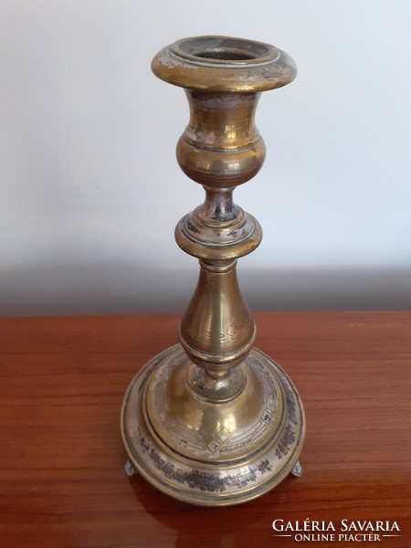 Old vintage copper copper alloy candle holder baroque type 24 cm