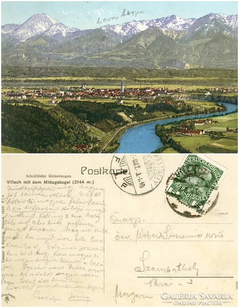 Régi képeslap - Villach 1910