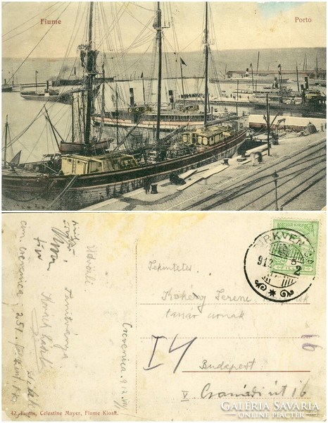 Régi képeslap - Fiume Porto 1912