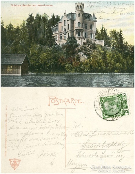 Régi képeslap - Schloss Bercht am Wörthersee 1910
