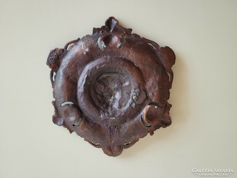 Vintage old convex metal casting wall ornament 26.5 cm