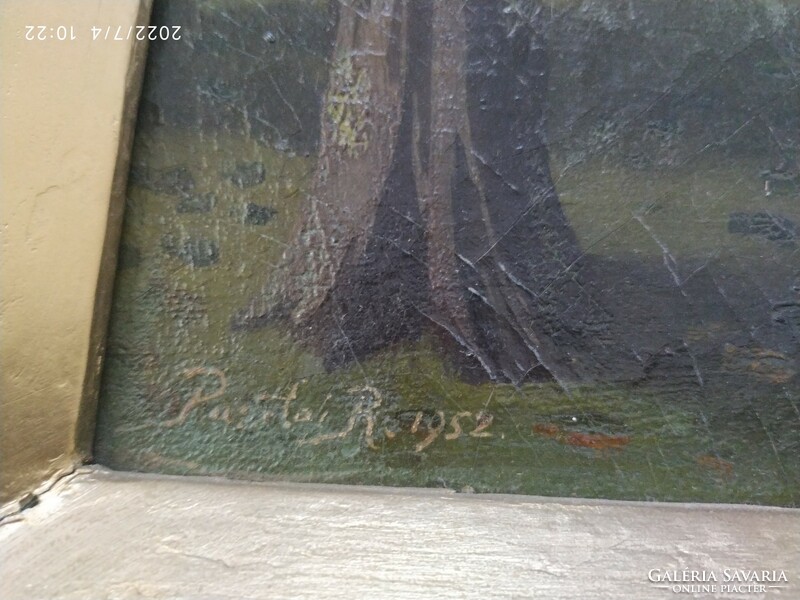 Antique painting for sale! Forest detail