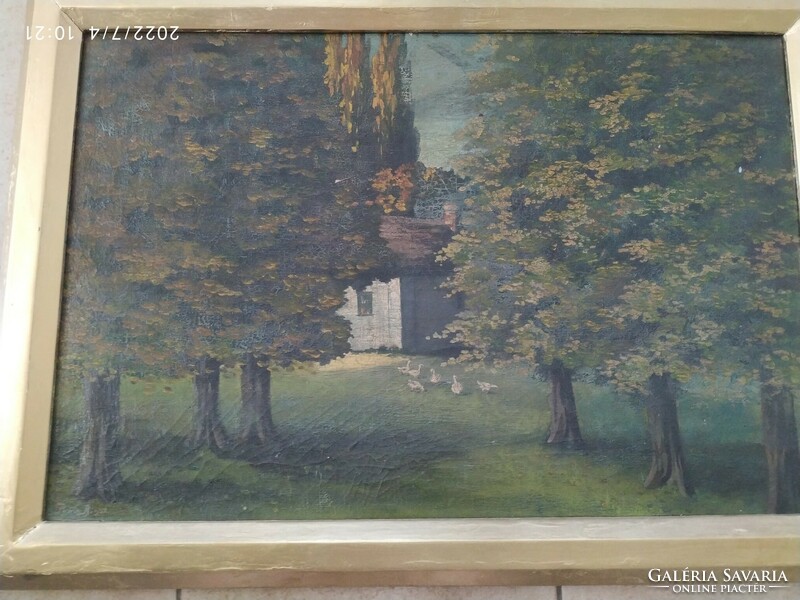 Antique painting for sale! Forest detail