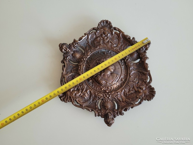 Vintage old convex metal casting wall ornament 26.5 cm