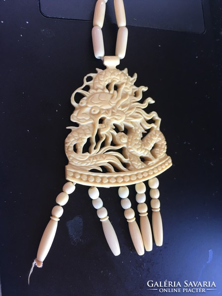 Chinese dragon-old bone carving-necklace-approx. It could have been made in the 1930s-