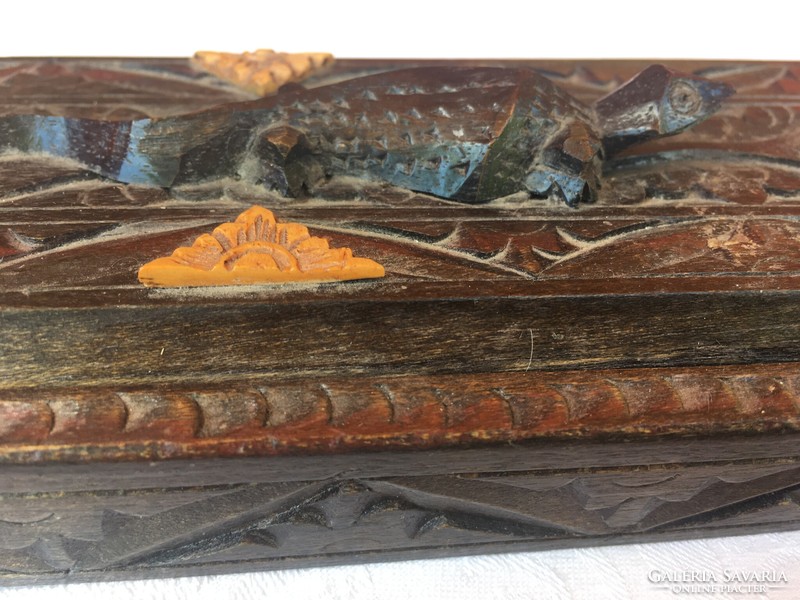 INDONÉZ-kézműves faragott DOBOZBAN 4 pár EVŐPÁLCIKA-valószínű LOMBOKBÓL
