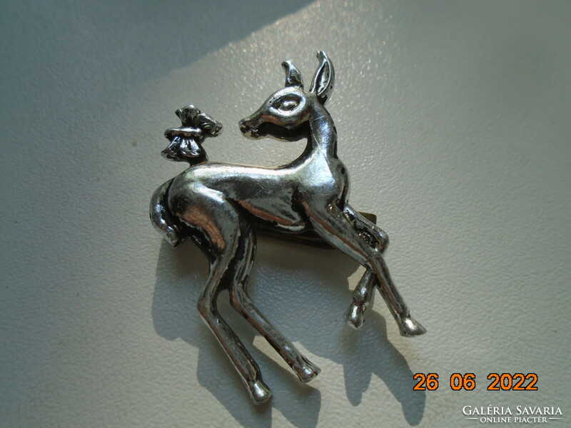 Disney bambi marked doe with butterfly vintage silver plated brooch with copper pin