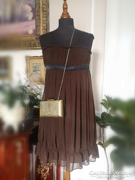 Yessica size 36 empire chocolate brown casual party muslin dress.