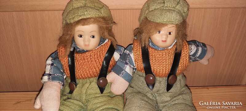 Old porcelain head dolls - girls in pairs