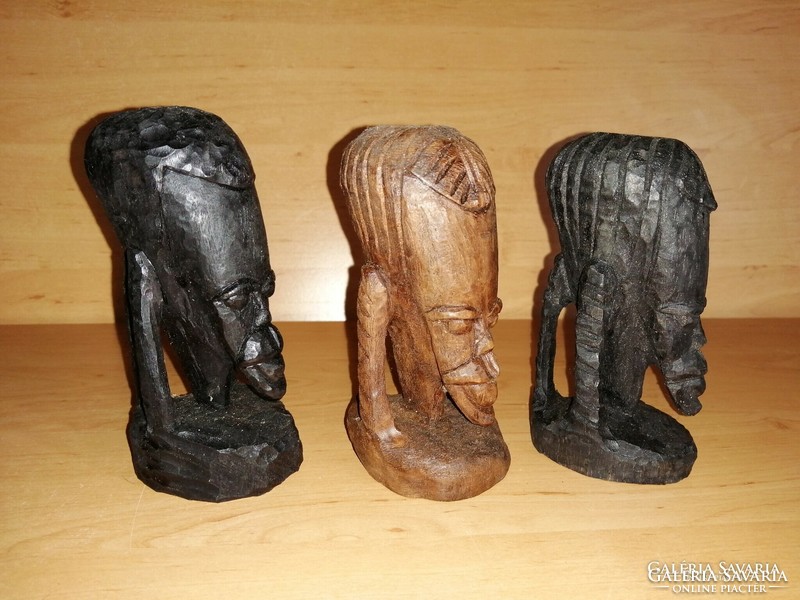 African carved wooden male figures 3 in one 12 cm