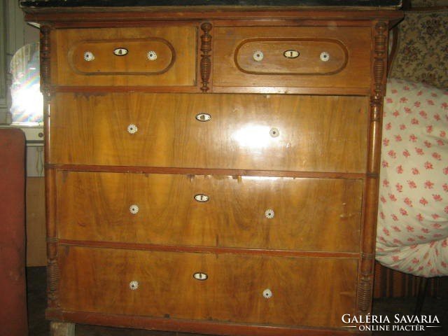 Traditional 5-drawer chest of drawers, sublodge, pewter type
