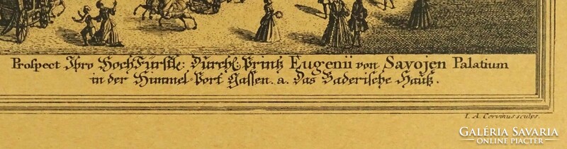 1J597 salomon kleiner - johann august corvinus : eugen palace of savoy etching