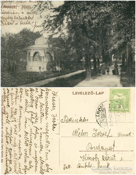 Régi képeslap - Komárom Sétatér 1911
