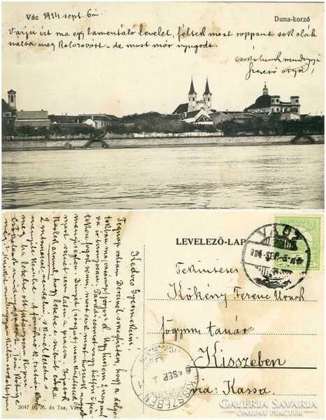 Old postcard - Vác Danube-Korzó 1914