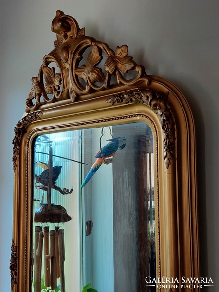 Felső díszes biedermeier tükör 135 cm x 60 cm