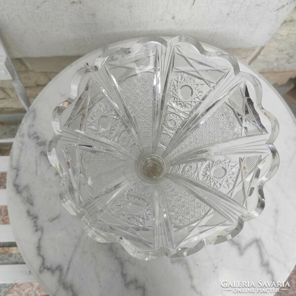 Hatalmas Antik ezüst kínáló vàza Asztalközép kristály felső része,Bőség szárú